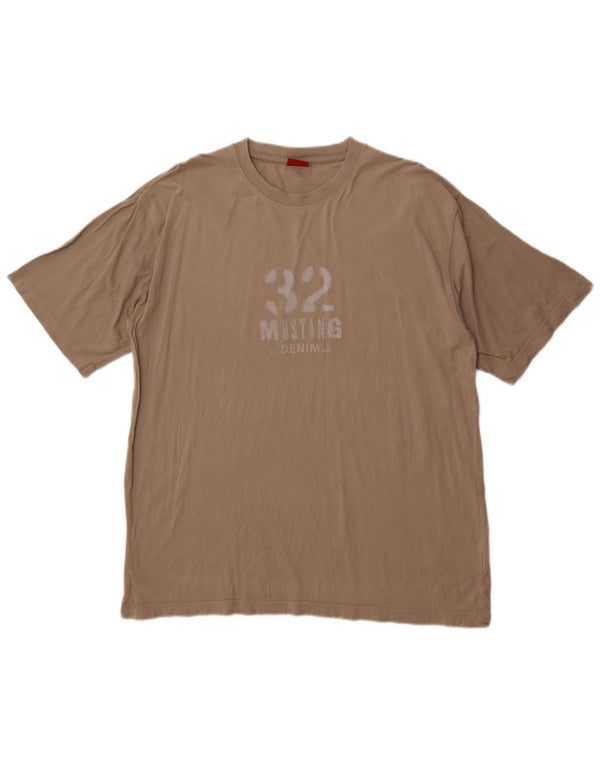 MUSTANG Mens Graphic T-Shirt Top 2XL Grey Cotton