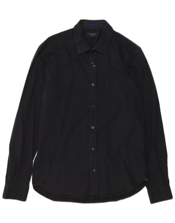 Camicia da uomo Ted Baker taglia 4 grande cotone nero