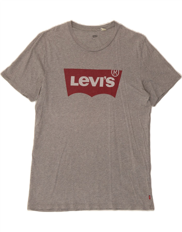 LEVI'S Womens Graphic T-Shirt Top UK 16 Large Grey Cotton Vintage Levi's and Second-Hand Levi's from Messina Hembry 
