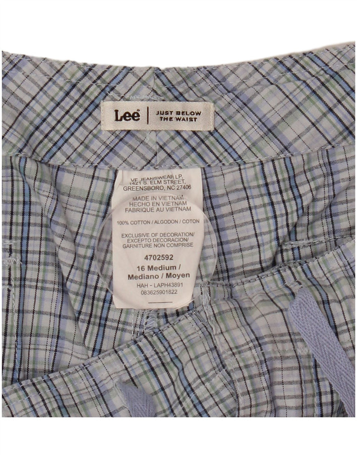 Pantaloncini chino da donna Lee US 16 2XL W36 cotone a quadri blu