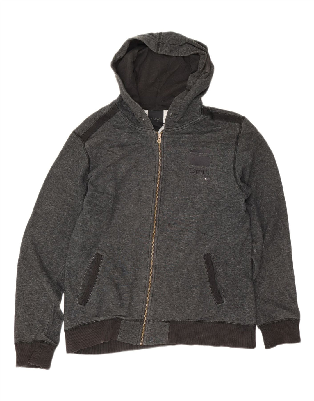 Maglione con cappuccio e zip da uomo G-Star in cotone screziato grigio medio
