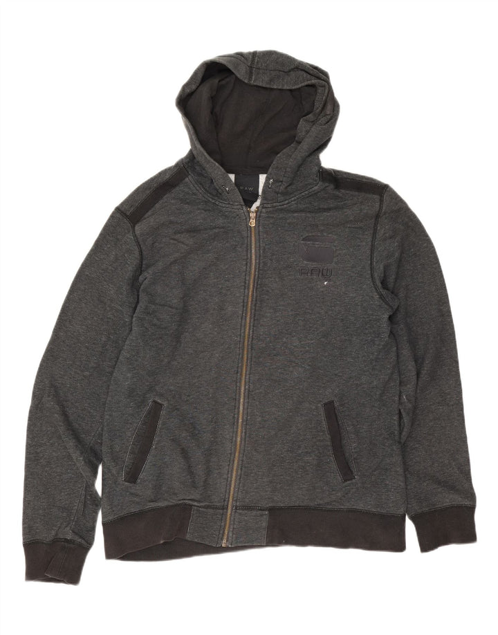 Maglione con cappuccio e zip da uomo G-Star in cotone screziato grigio medio