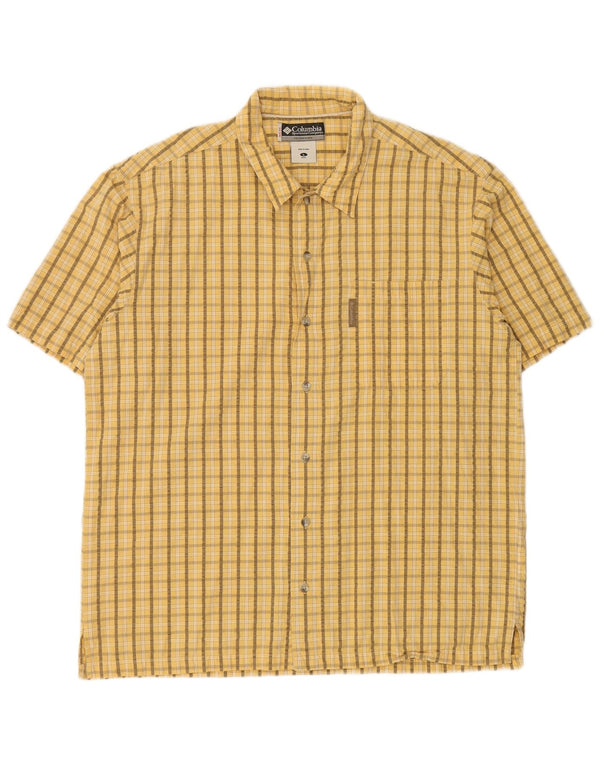 COLUMBIA Camicia a maniche corte da uomo in cotone a quadri gialli grandi