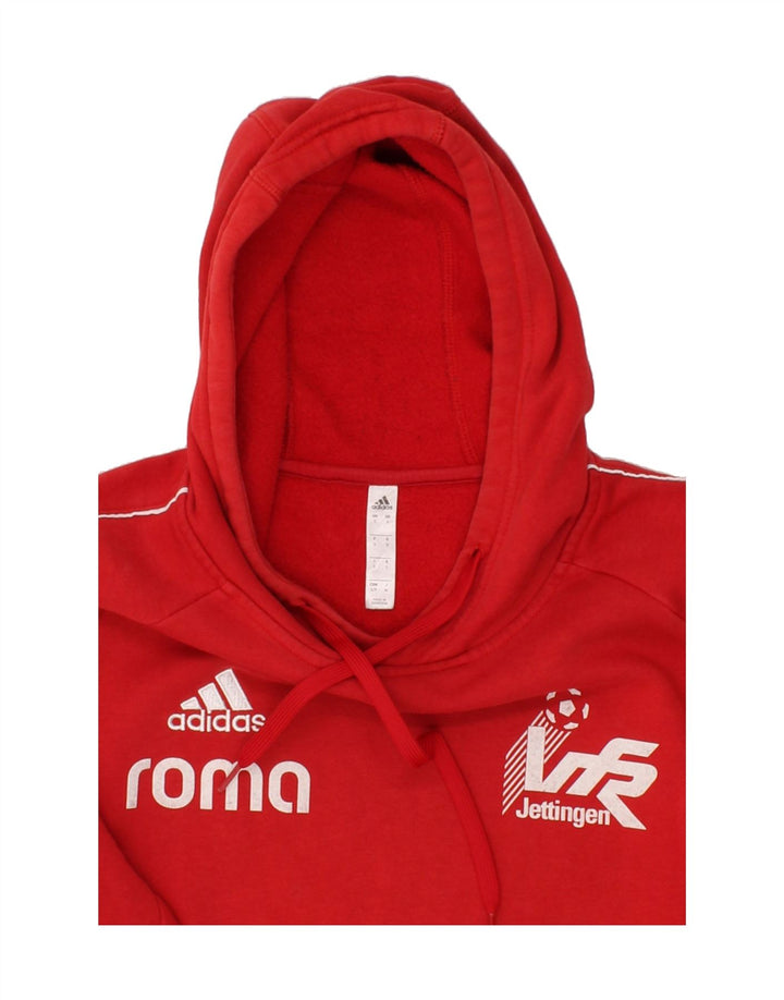 ADIDAS Mens Graphic Hoodie Jumper Small Red Vintage Adidas and Second-Hand Adidas from Messina Hembry 