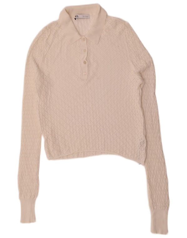Maglione Zara da donna con collo alto, UK 12, viscosa bianca media
