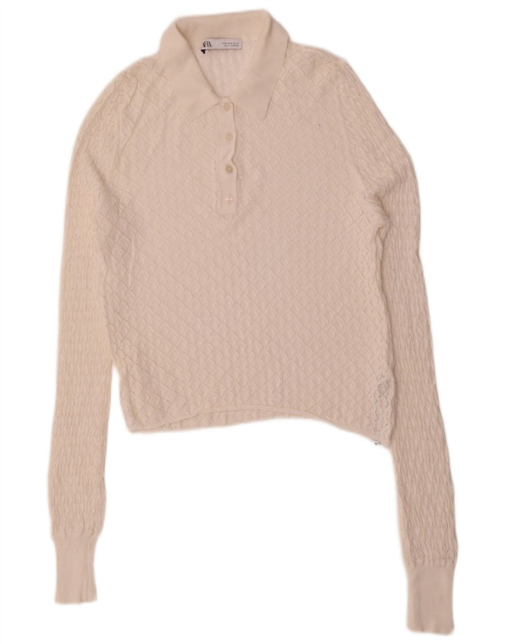 Maglione Zara da donna con collo alto, UK 12, viscosa bianca media