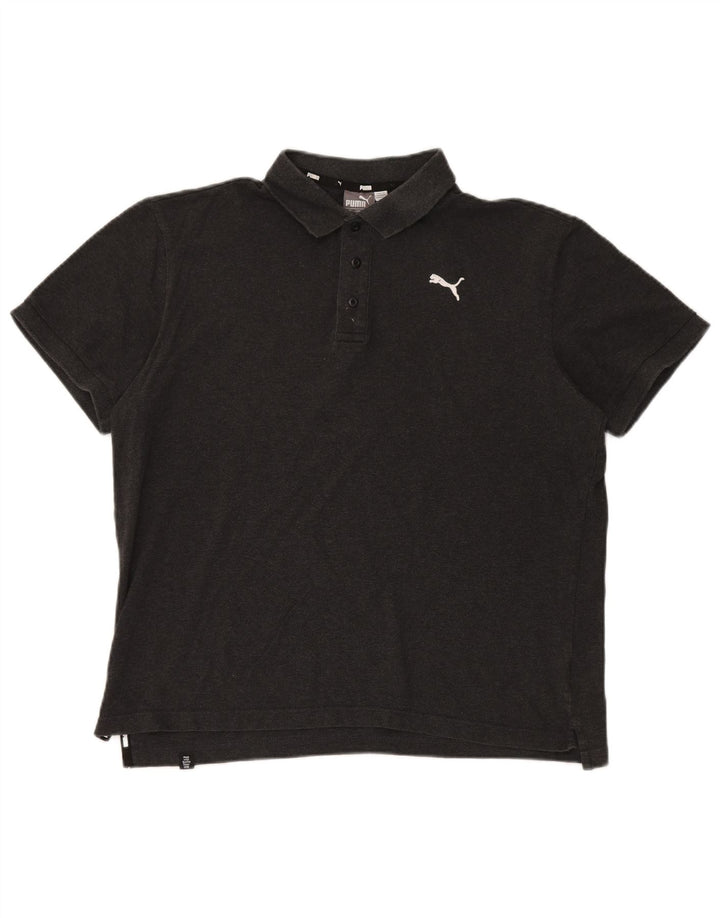 Polo Puma da uomo grande in cotone grigio