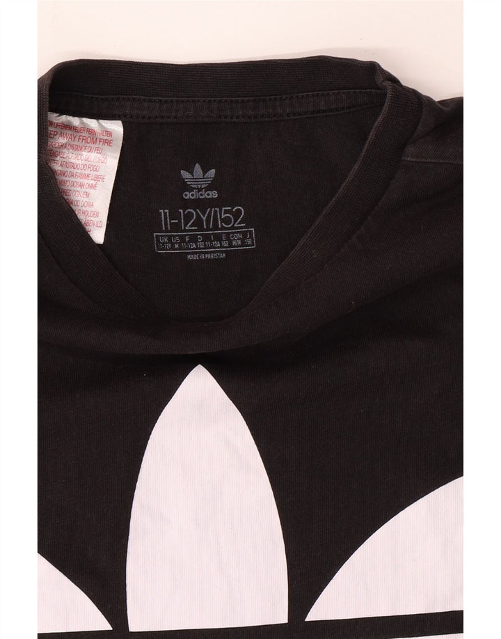 ADIDAS Boys Graphic T-Shirt Top 11-12 Years Black