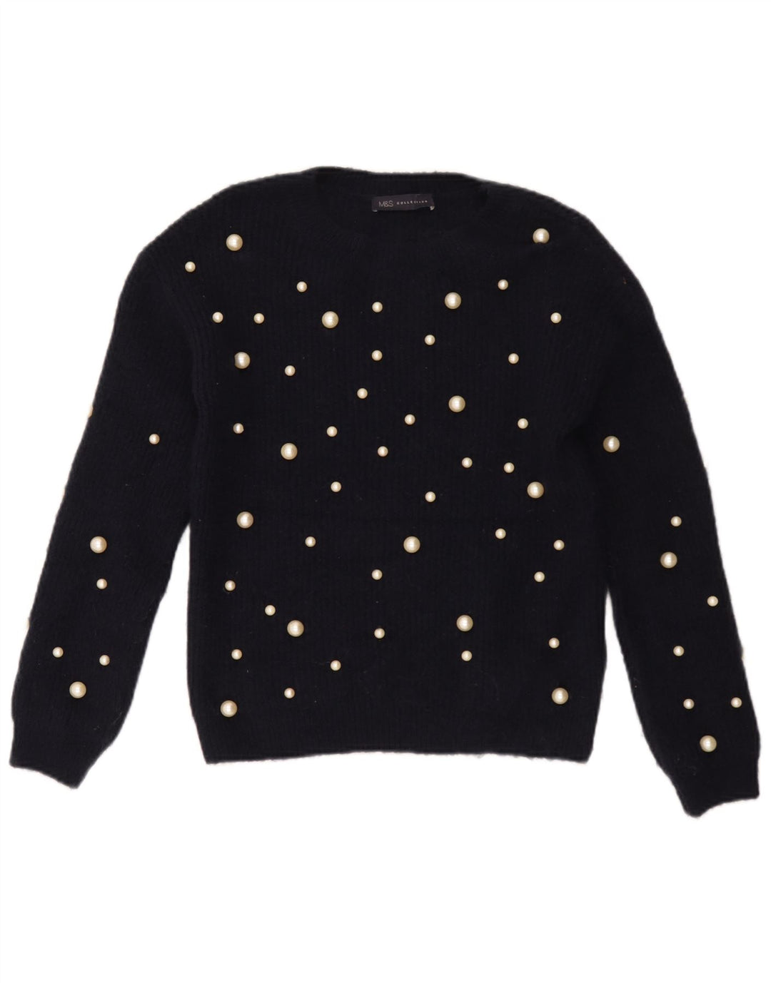 Maglione maglione con scollo a barca da donna Marks & Spencer UK 8 piccolo blu navy