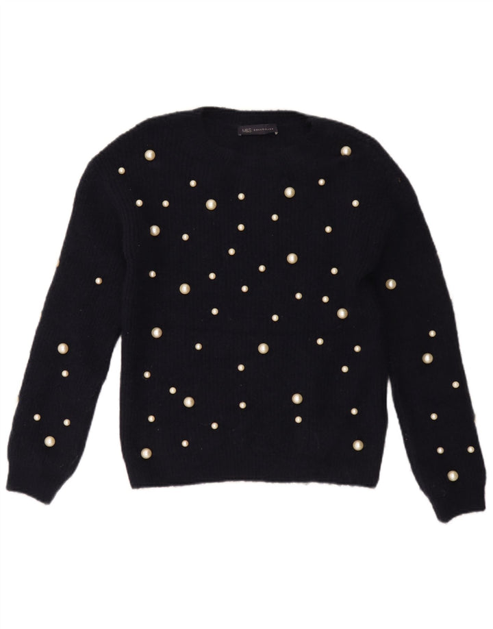 Maglione maglione con scollo a barca da donna Marks & Spencer UK 8 piccolo blu navy