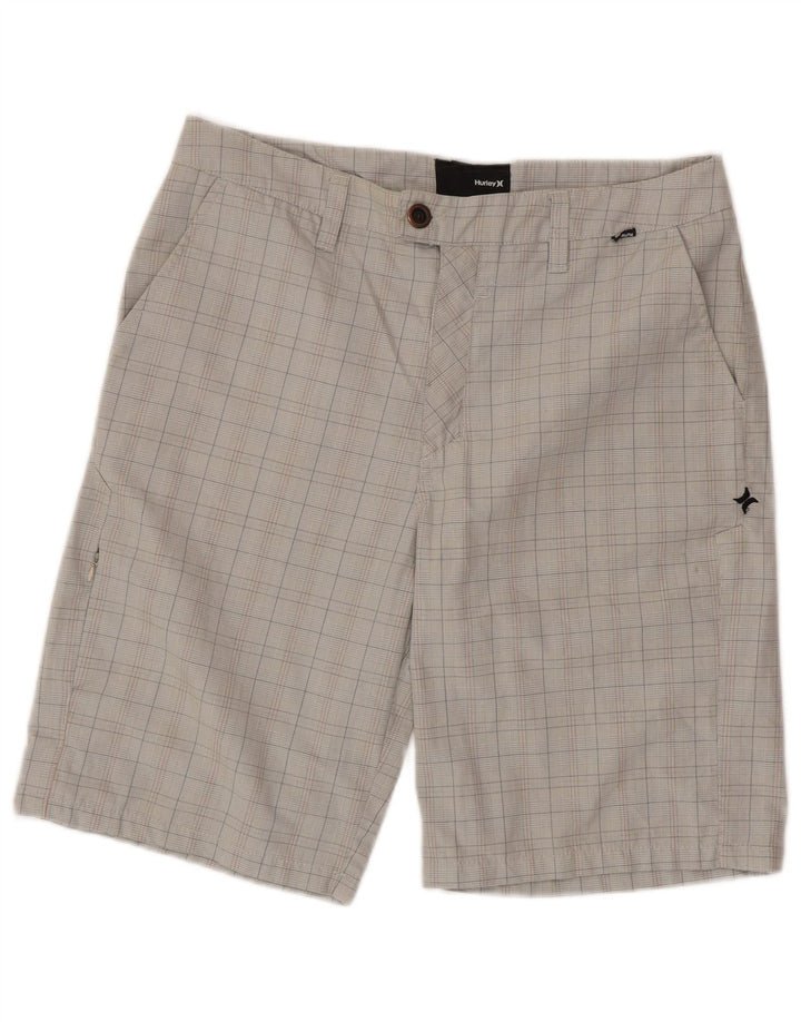 Pantaloncini cargo da uomo HURLEY W32 in poliestere a quadri grigio medio