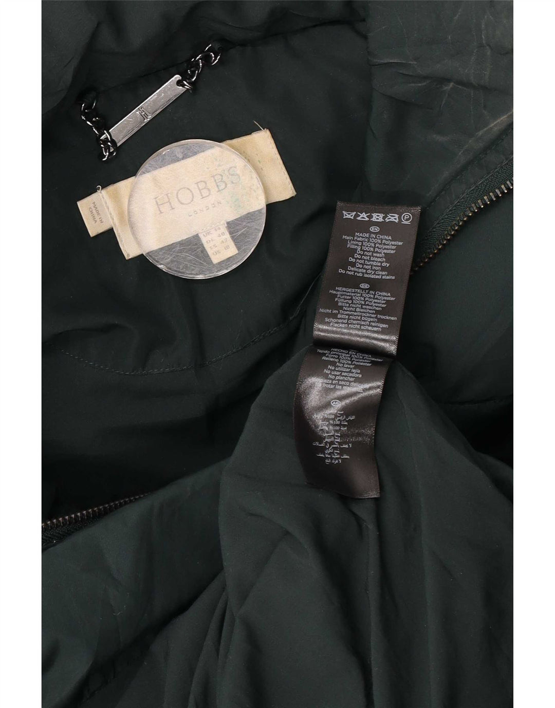 Cappotto imbottito con cappuccio da donna Hobbs UK 14 grande poliestere verde