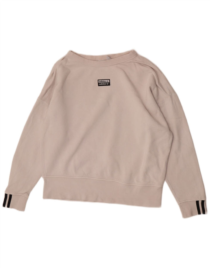 Felpa oversize da donna Adidas UK 10 piccola in cotone bianco
