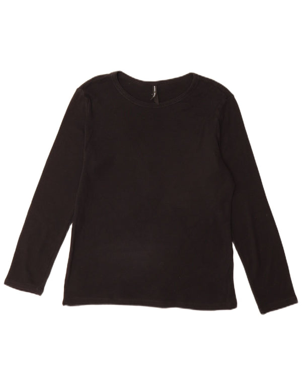 Marks & Spencer Top da donna manica lunga UK 14 cotone nero medio