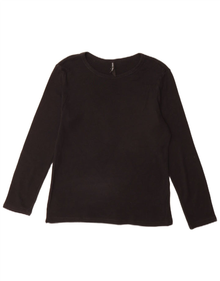 Marks & Spencer Top da donna manica lunga UK 14 cotone nero medio