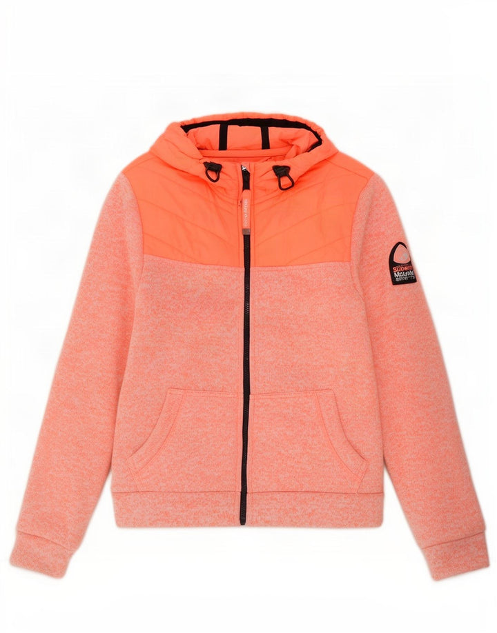 Maglione con cappuccio e zip da donna Superdry UK 16 Grande poliestere chiazzato arancione