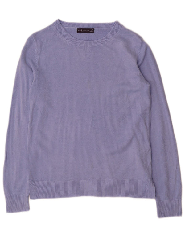 Maglione maglione con scollo a barca da donna Marks & Spencer UK 10 piccolo acrilico viola