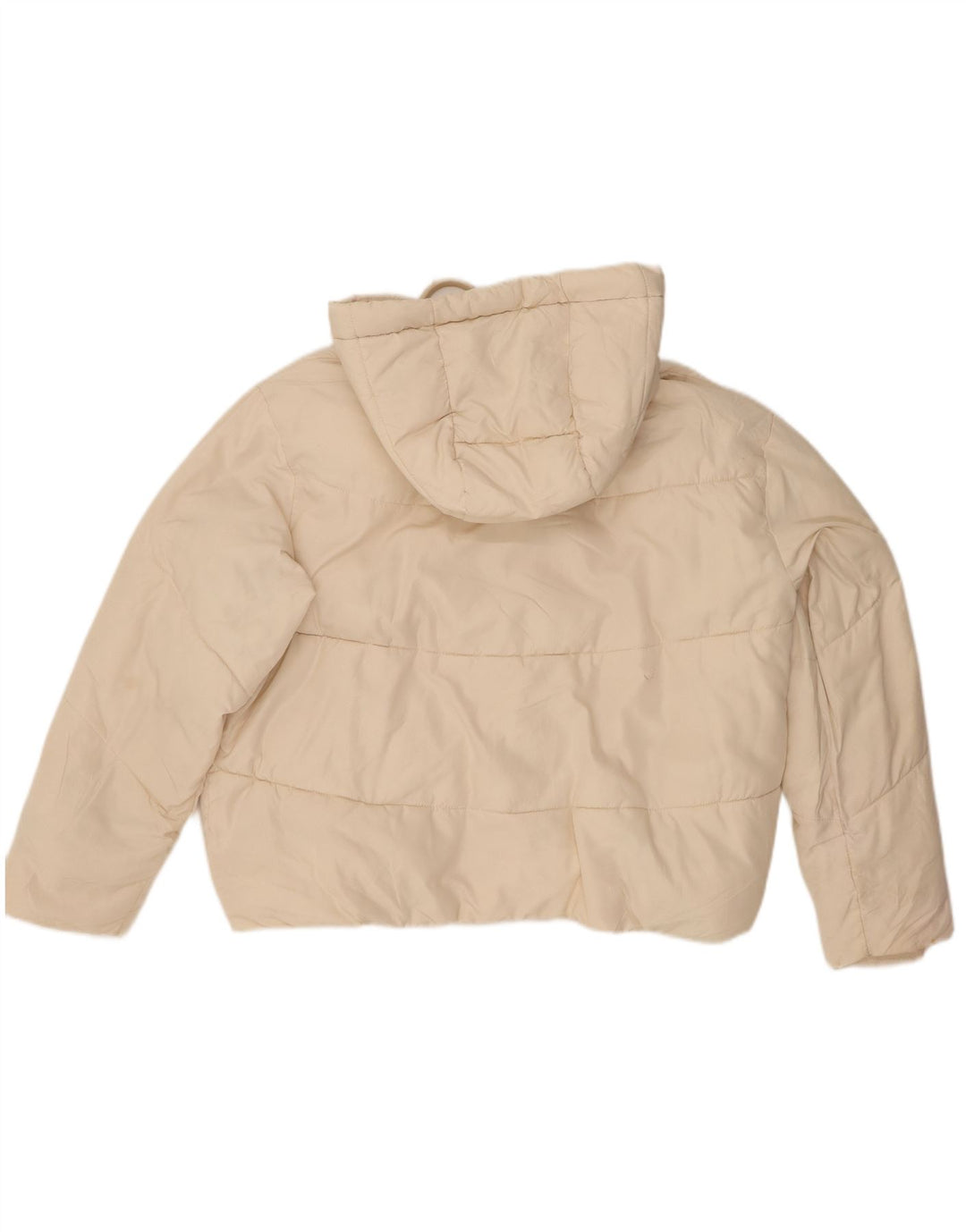 Giacca imbottita oversize con cappuccio da donna Zara UK 6 XS poliestere bianco sporco