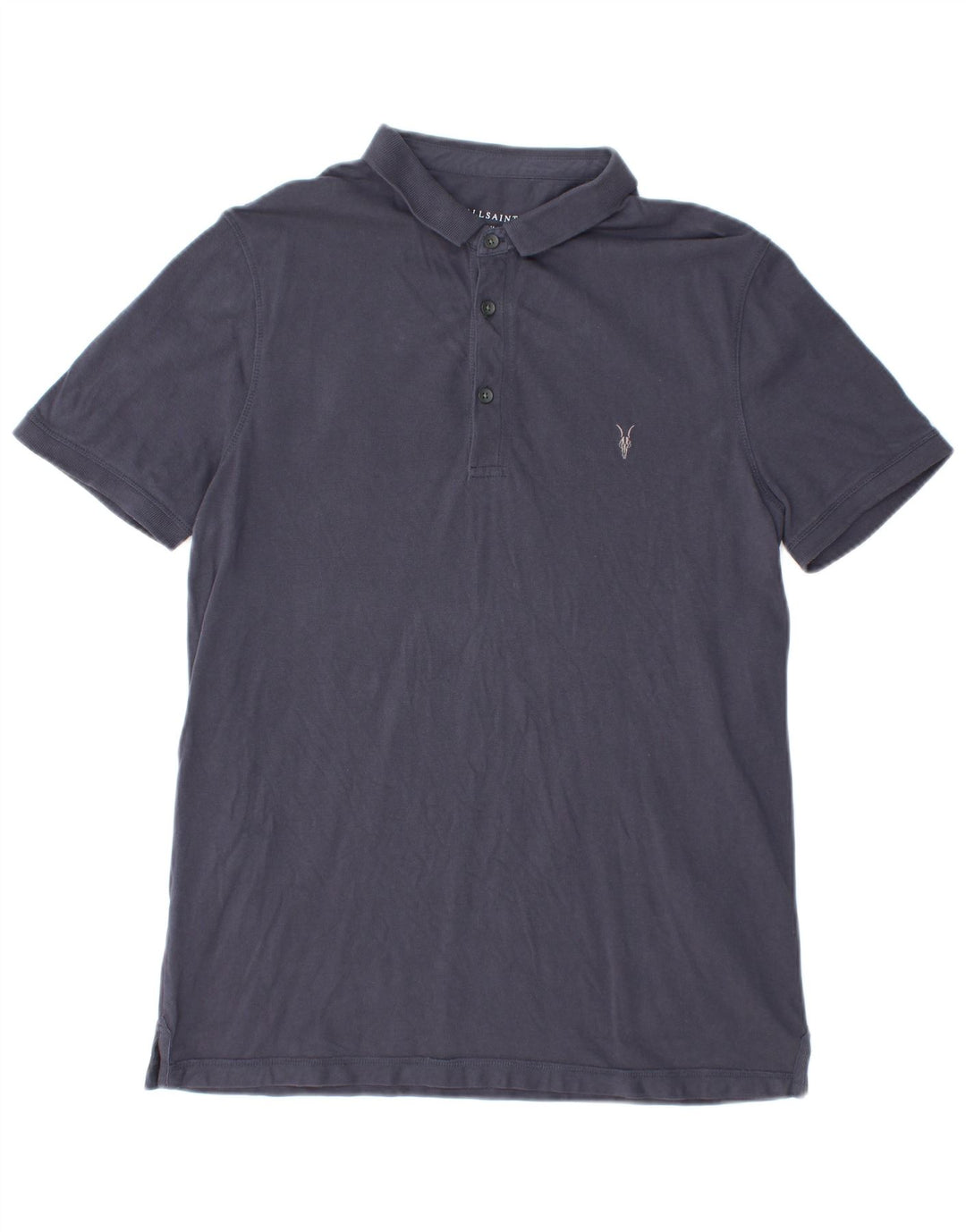 Polo da uomo ALL SAINTS grande in cotone blu navy