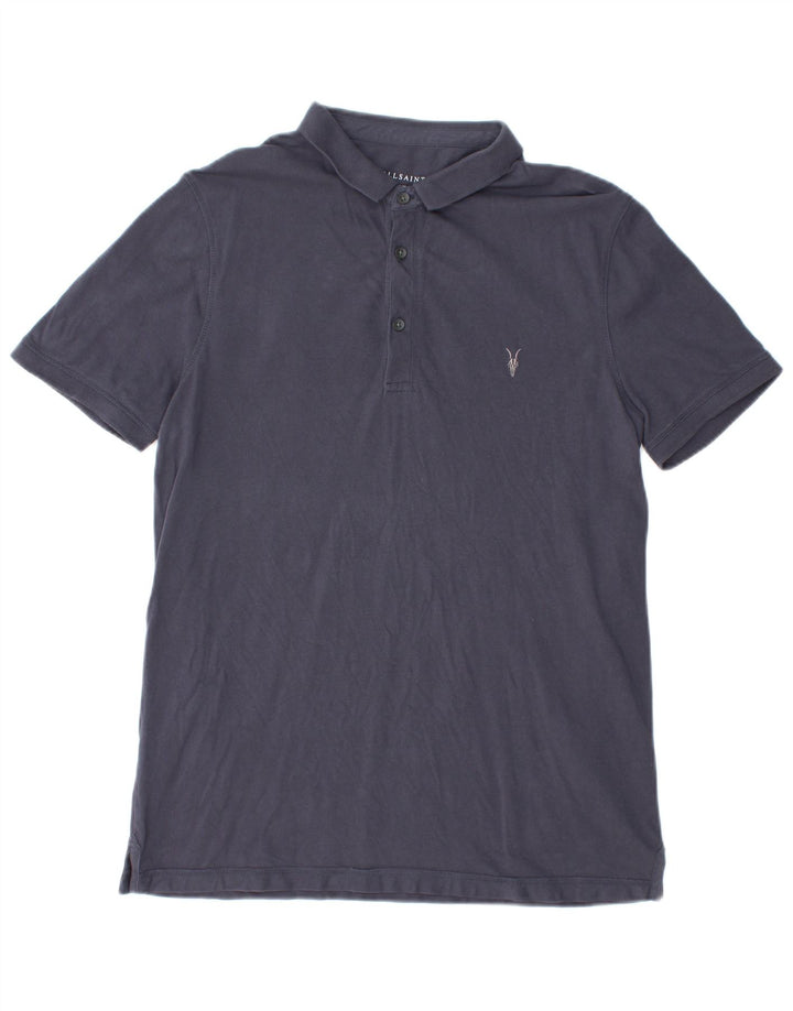 Polo da uomo ALL SAINTS grande in cotone blu navy