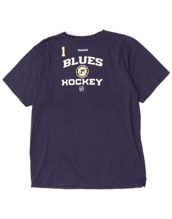T-shirt grafica Reebok da uomo St. Louis Blues XL in cotone blu navy