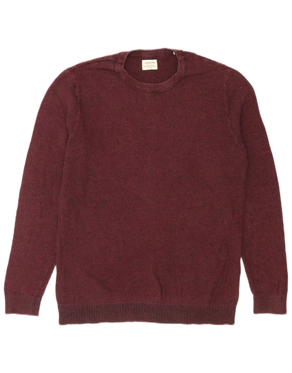 Maglione maglione girocollo da uomo Jack & Jones grande cotone bordeaux