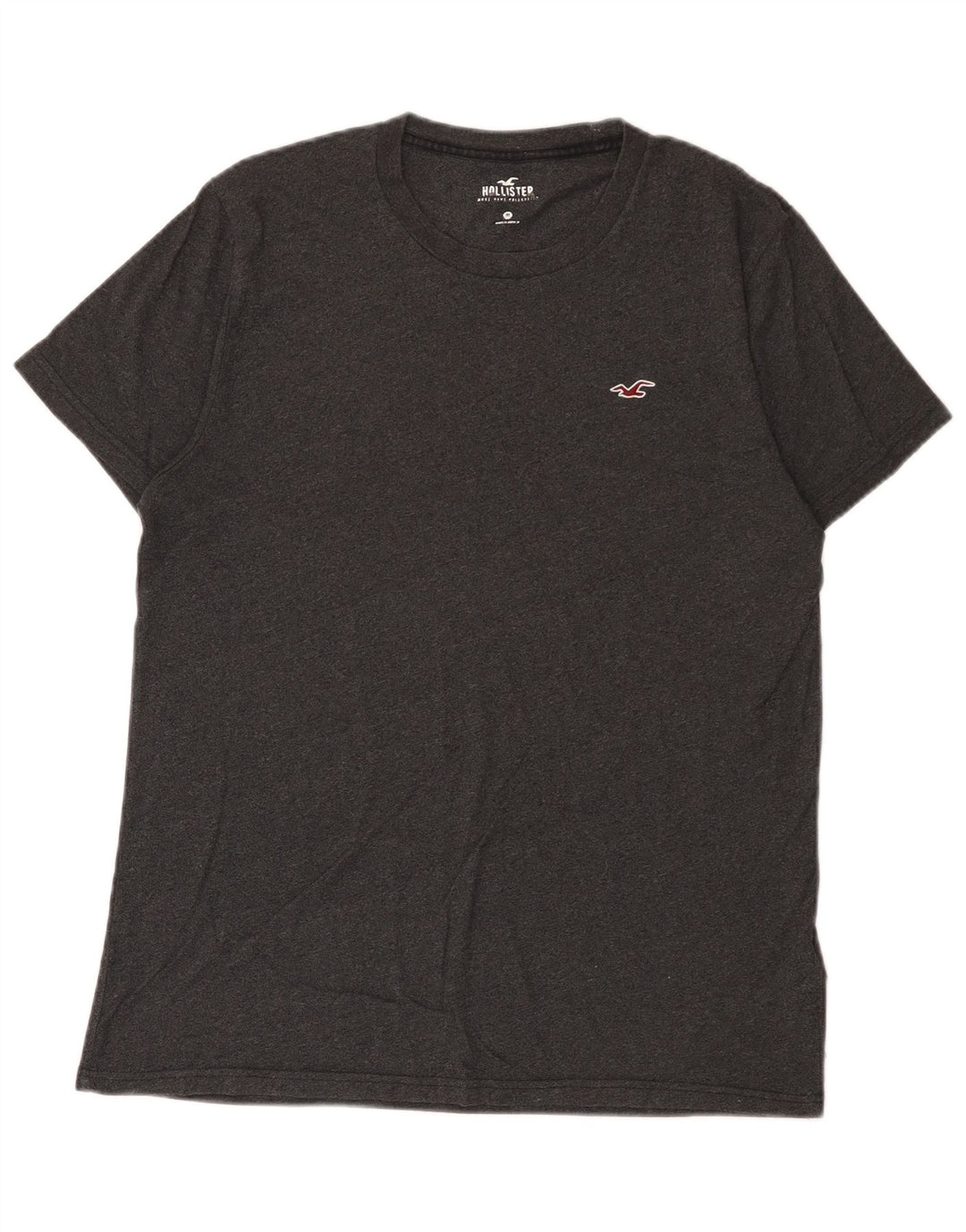 T-shirt Hollister da uomo in cotone grigio medio