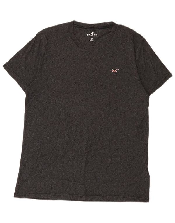 T-shirt Hollister da uomo in cotone grigio medio