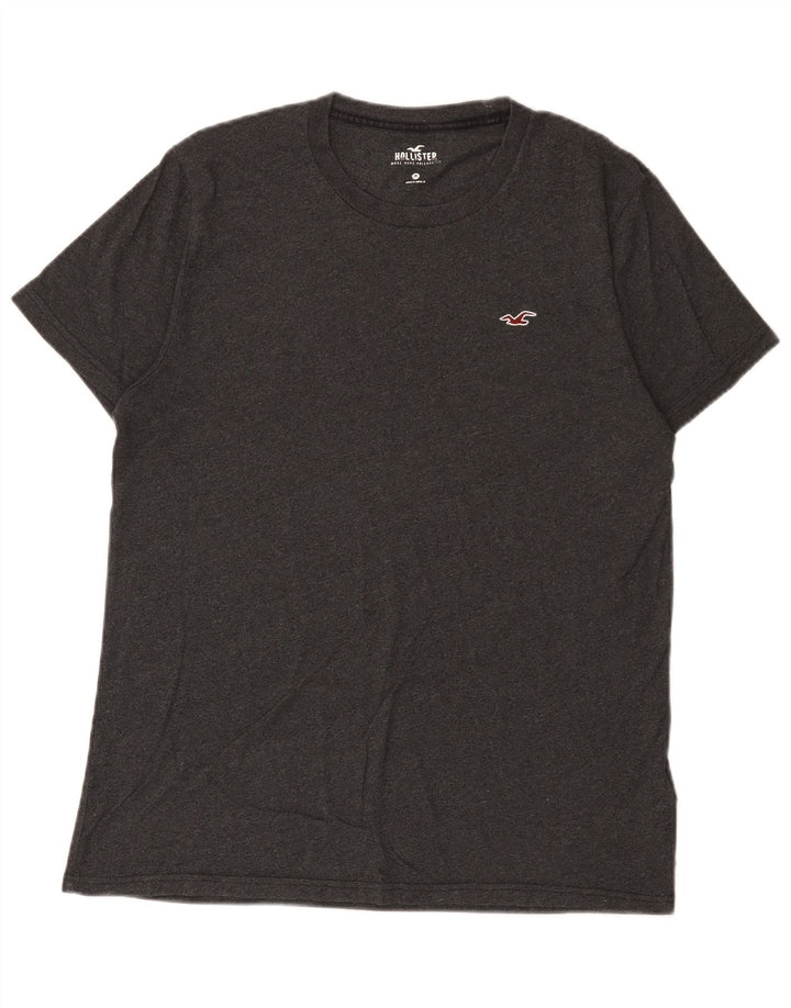 T-shirt Hollister da uomo in cotone grigio medio