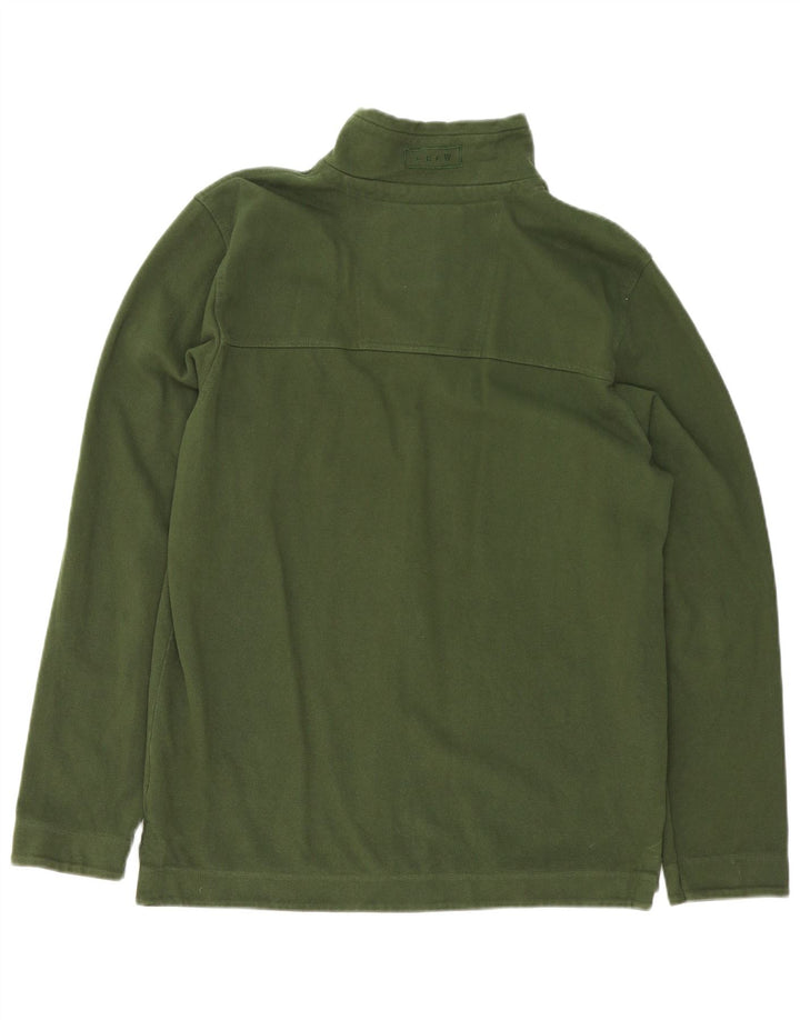 Crew Clothing Felpa con collo con zip da uomo Maglione in cotone verde medio
