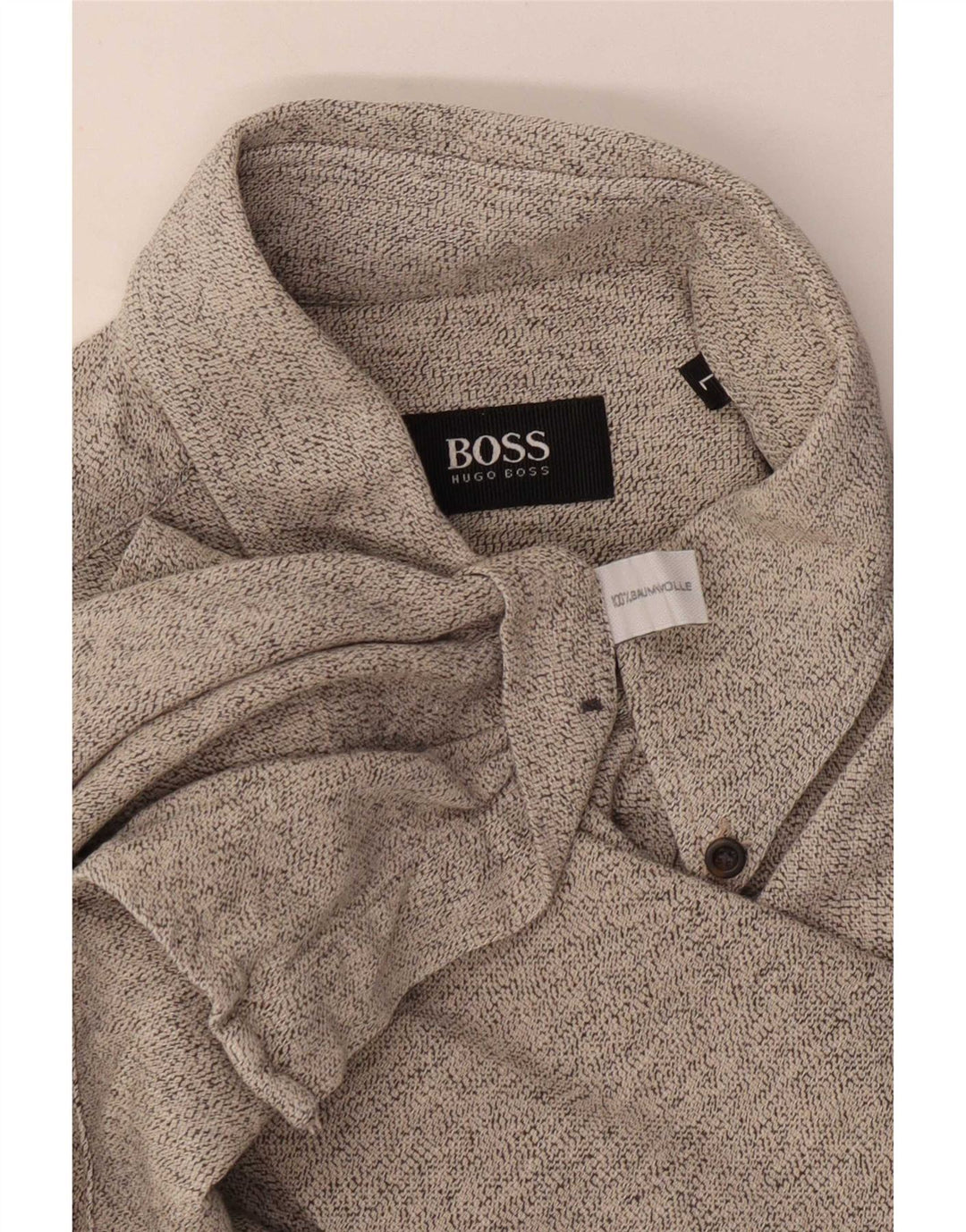 Camicia in flanella da uomo Hugo Boss, cotone chiazzato grigio grande
