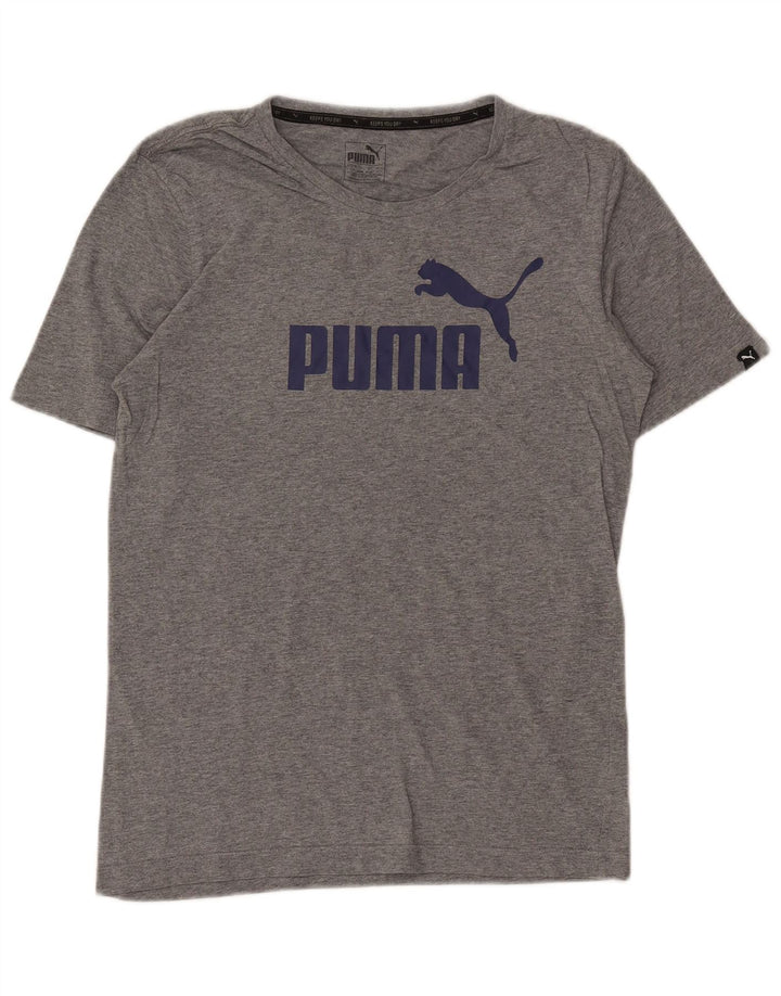 Puma T-shirt grafica da uomo Top Small in cotone chiazzato grigio
