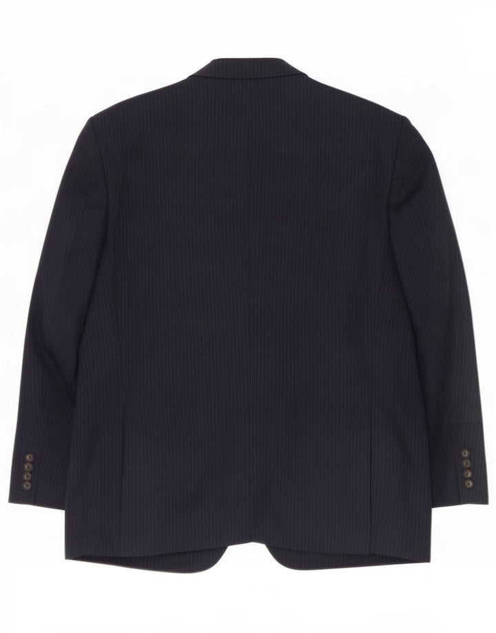 Giacca blazer a 2 bottoni da uomo Marks & Spencer UK 44 XL gessato blu navy