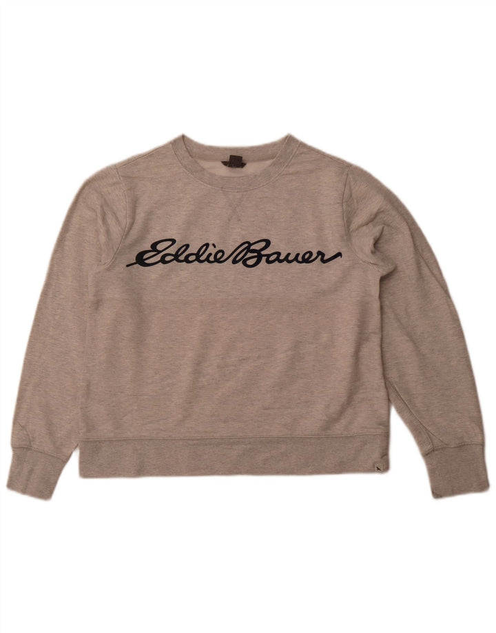 EDDIE BAUER Felpa corta con grafica oversize da donna UK 6 XS Grigio