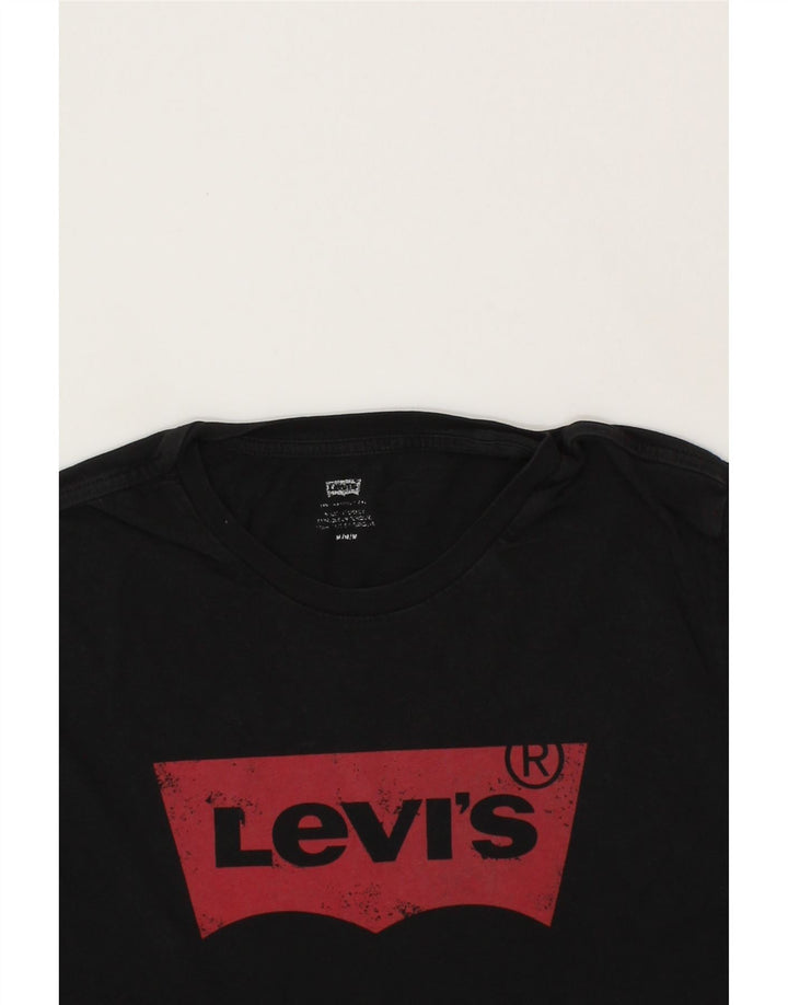 LEVI'S Mens Graphic T-Shirt Top Medium Black Cotton Vintage Levi's and Second-Hand Levi's from Messina Hembry 