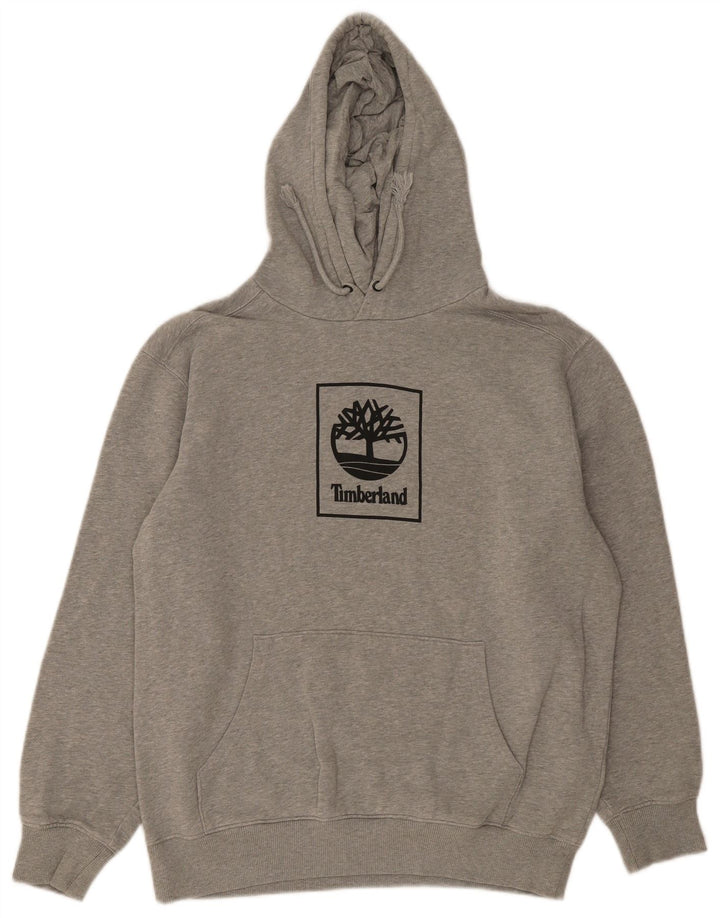Maglione con cappuccio grafico da uomo Timberland grande in cotone grigio