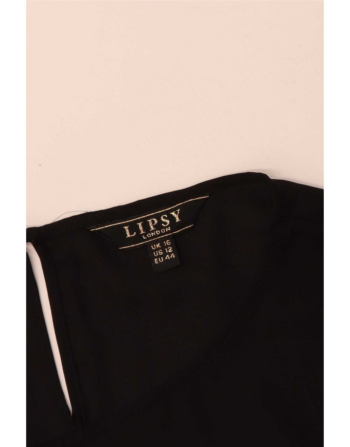 Top camicetta a maniche lunghe da donna Lipsy UK 16 grande poliestere nero