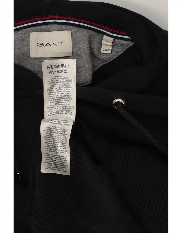 GANT Felpa con cappuccio e zip da uomo grande in cotone nero