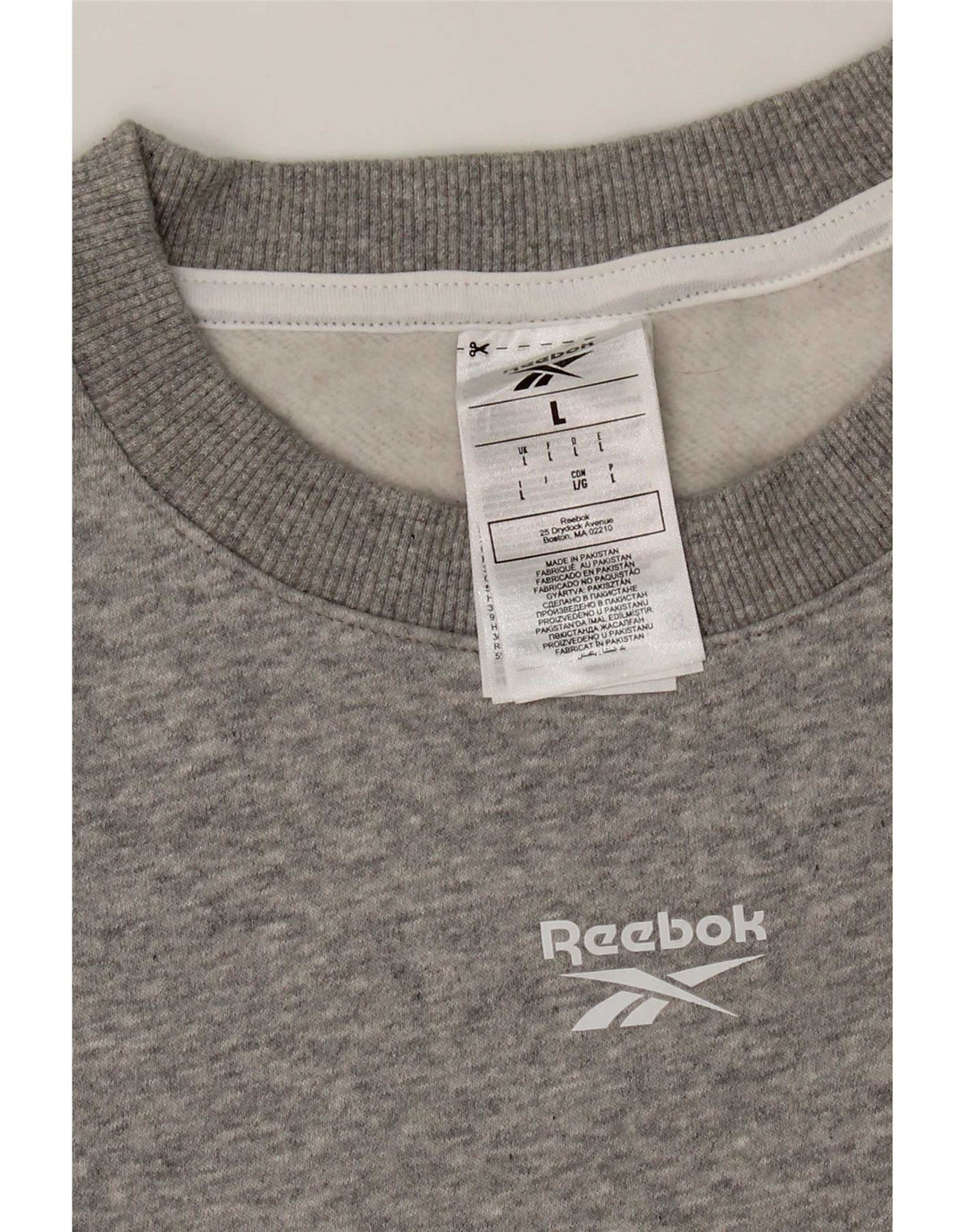 Felpa da donna Reebok Jumper UK 16 Large Grey Cotton