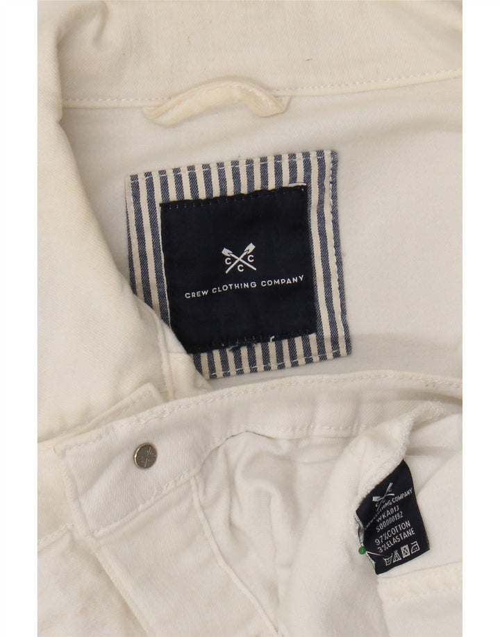 CREW CLOTHING Giacca in denim corta da donna UK 14 Cotone bianco medio