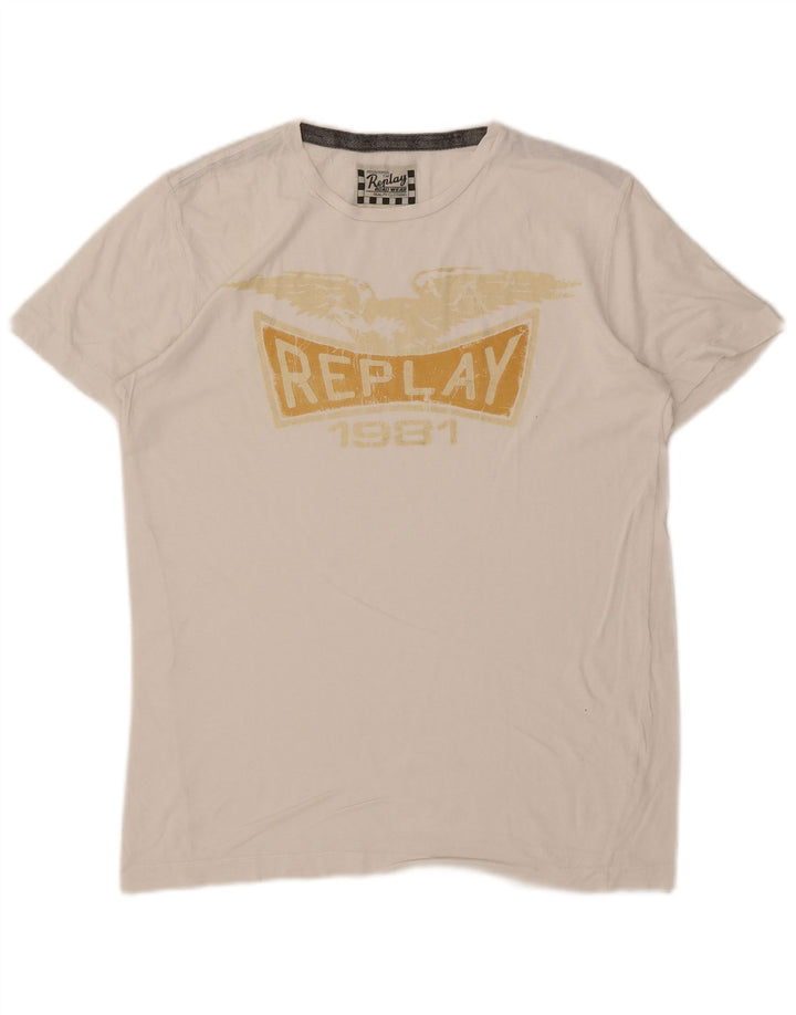 T-shirt grafica da uomo Replay Top bianco medio