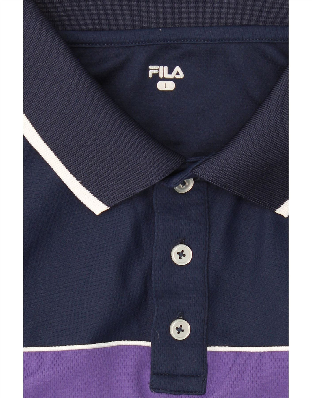 FILA Boys Polo Shirt 15-16 Years Large Purple Colourblock Polyester Vintage Fila and Second-Hand Fila from Messina Hembry 