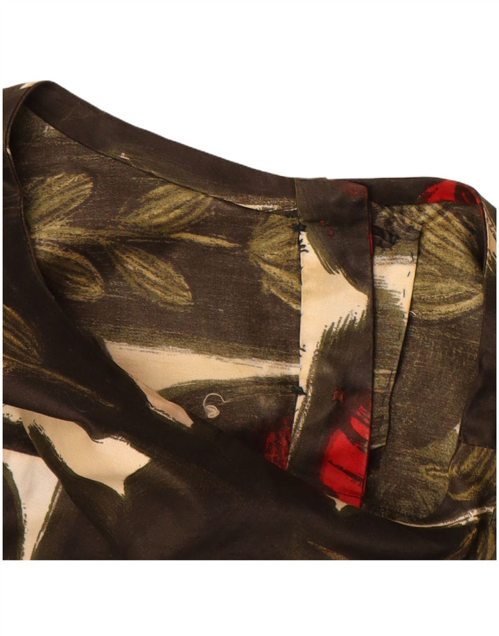 Abito tubino da donna VINTAGE UK 12 Marrone medio floreale