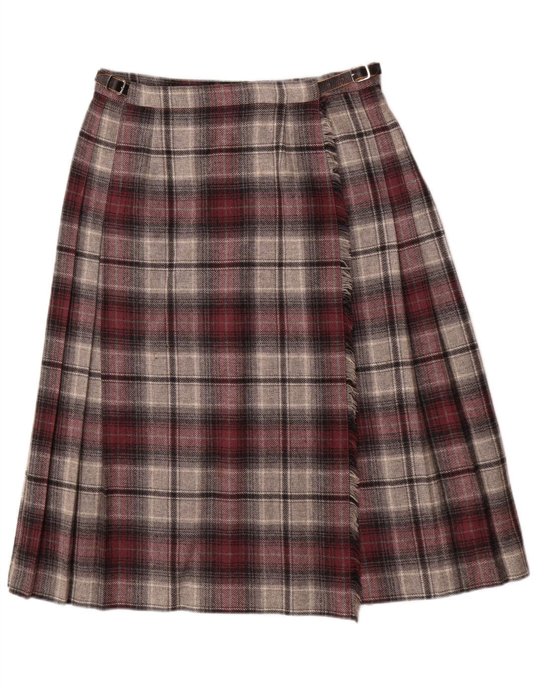 Gonna a portafoglio plissettata da donna Deerstalker W28 in lana scozzese rossa media