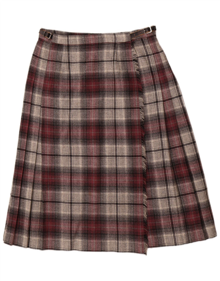 Gonna a portafoglio plissettata da donna Deerstalker W28 in lana scozzese rossa media