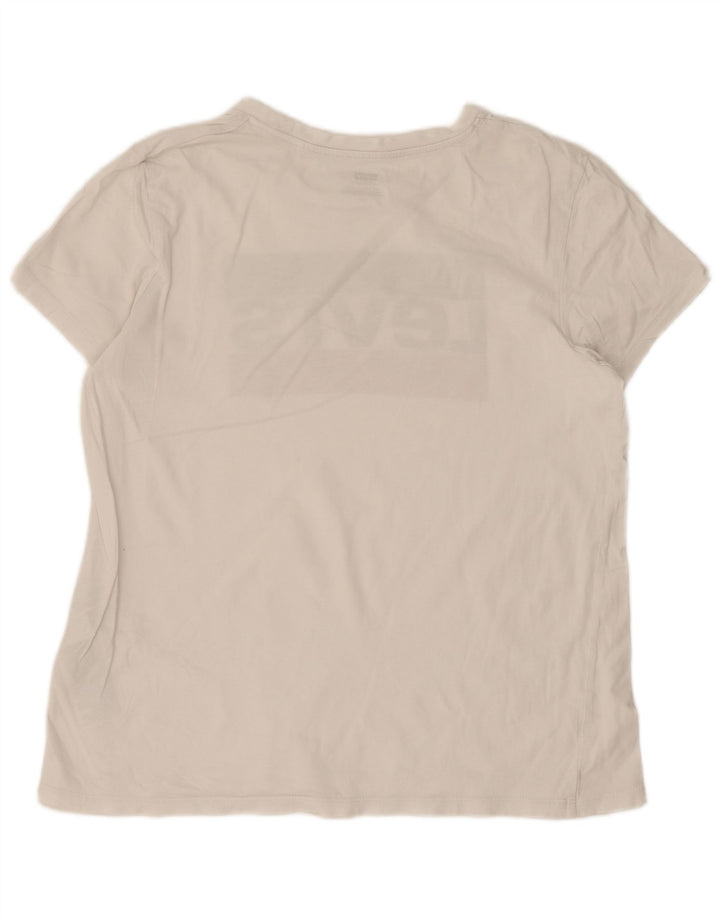 T-shirt grafica da donna Levi's Top UK 16 grande cotone bianco