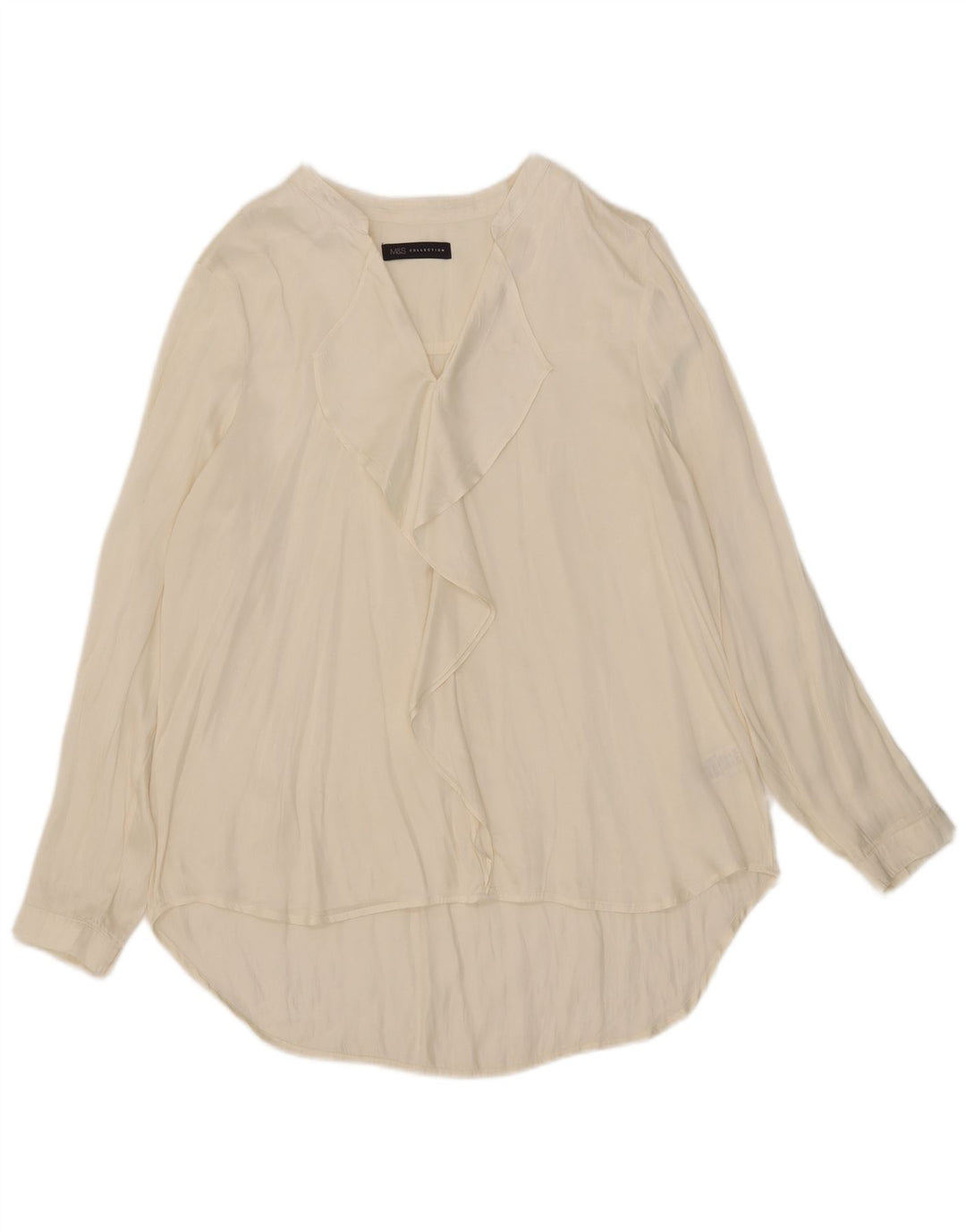 Camicetta a maniche lunghe da donna Marks & Spencer con volant sul davanti UK 18 XL Beige