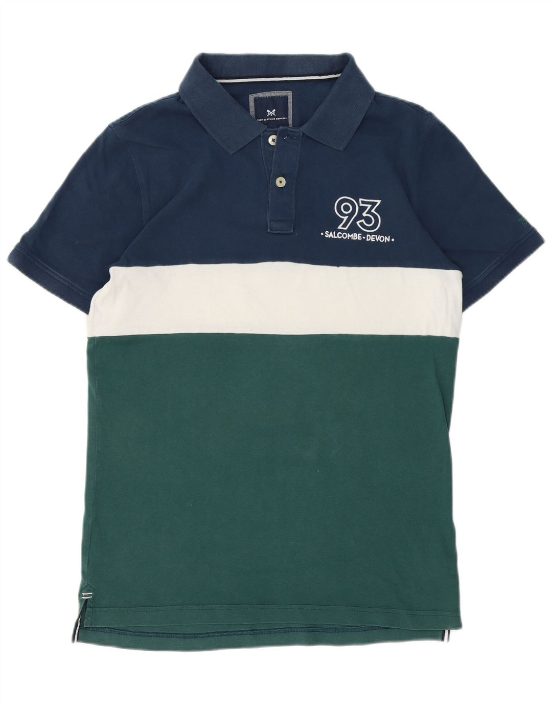 Crew Clothing Polo da uomo in cotone color block blu medio