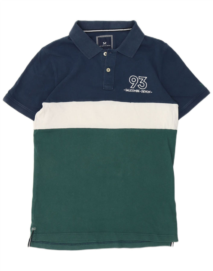 Crew Clothing Polo da uomo in cotone color block blu medio