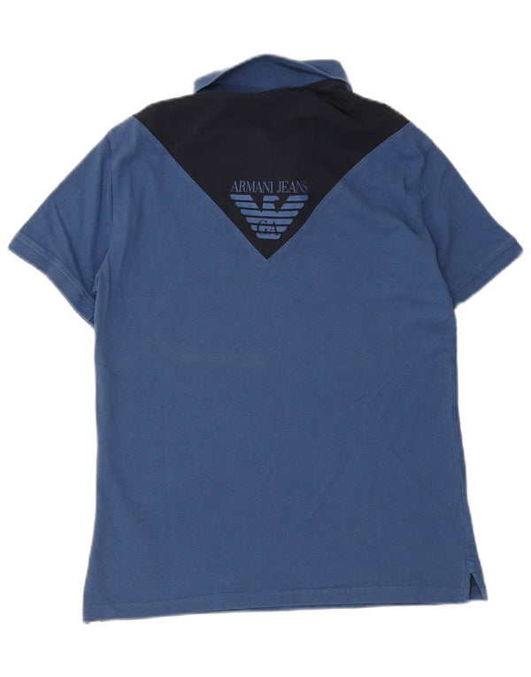 Polo grafica da uomo Armani Jeans XL in cotone color block blu